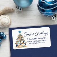 Watercolor Tree Beach Seas and Greetings Address