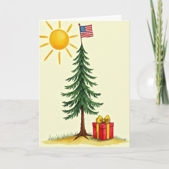 Watercolor Tree Christmas Card (Front)