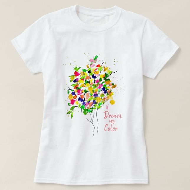 Watercolor tree colourful abstract art T-Shirt (Design Front)