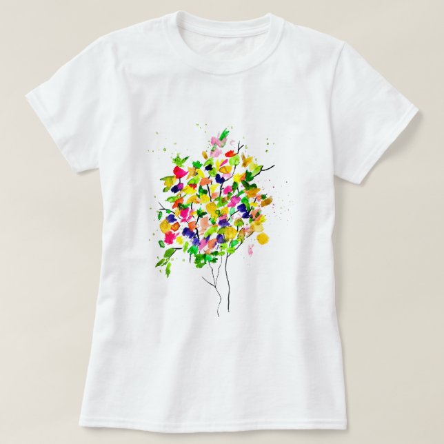Watercolor tree colourful abstract art T-Shirt (Design Front)