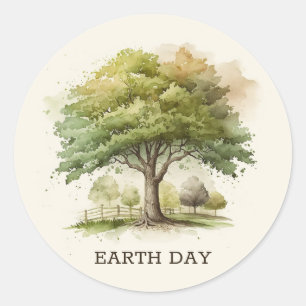Watercolor tree. Earth day Environment and ecology Classic Round Sticker