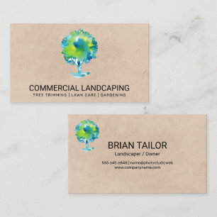 Watercolor Tree Gardening Landscaping Business Card