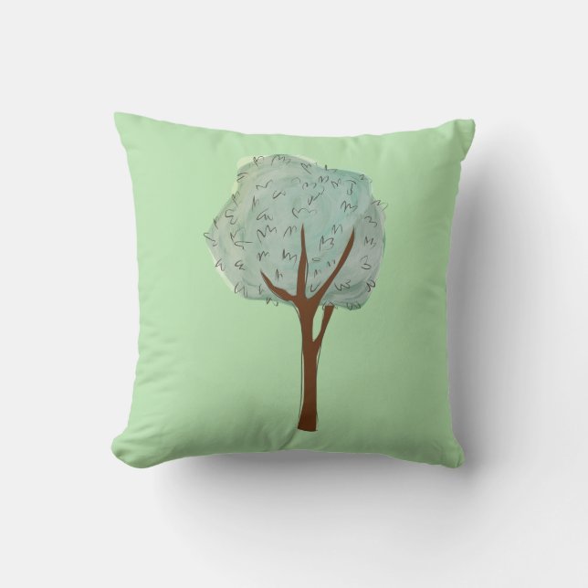 Watercolor Tree Green Cushion (Front)