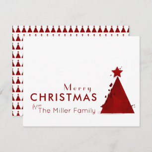 Watercolor Tree Non-Photo Merry Christmas Family Holiday Card