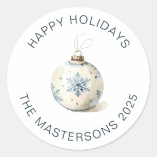 Watercolor Tree Ornament Holiday Greeting Classic Round Sticker