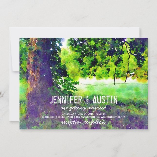 Watercolor Tree Outdoor Wedding Invitation (Front)