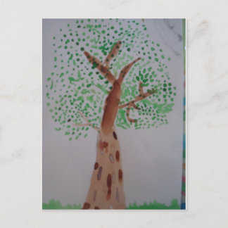 Watercolor tree painting postcard