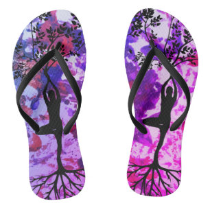 Watercolor Tree Pose Yoga Thongs