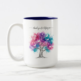 Watercolor Tree Teacher Appreciation Thank You Two-Tone Coffee Mug