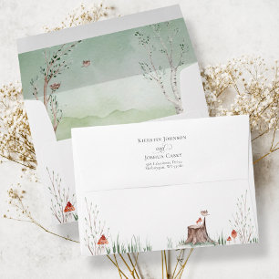 Watercolor Tree Whimsical Cottagecore Boho Wedding Envelope