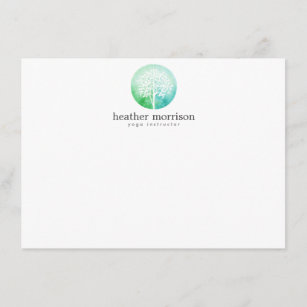 Watercolor Tree Yoga and Wellness Flat Notecard