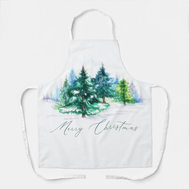 Watercolor trees  apron (Front)