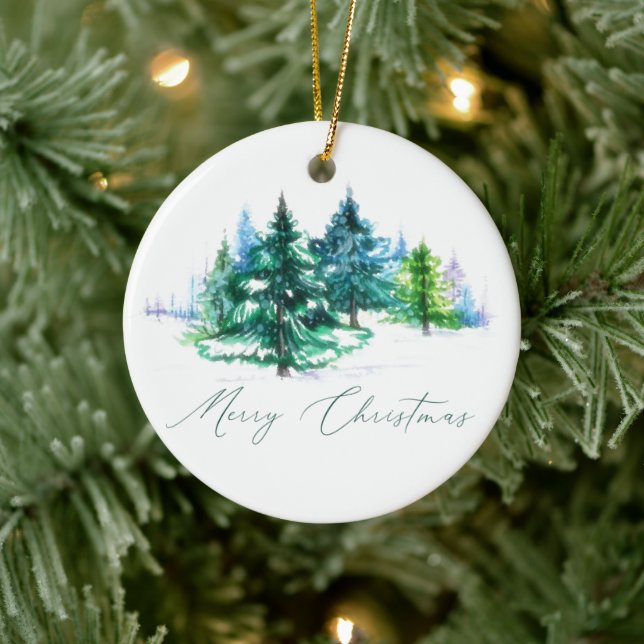 Watercolor trees  ceramic ornament (Tree)