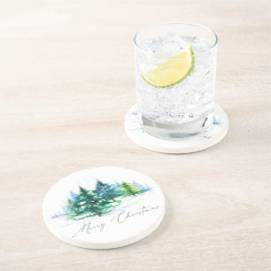 Watercolor trees  coaster