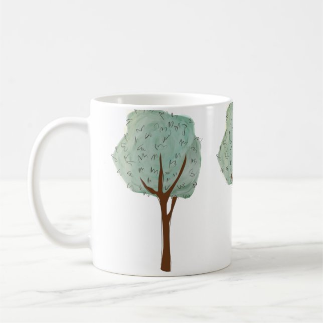 Watercolor Trees Coffee Mug (Left)