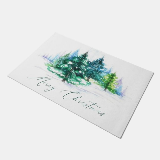 Watercolor trees  doormat (Angled)