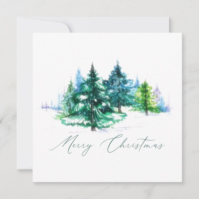 Watercolor trees  holiday card (Front)