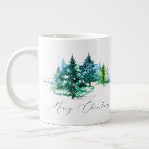 Watercolor trees large coffee mug