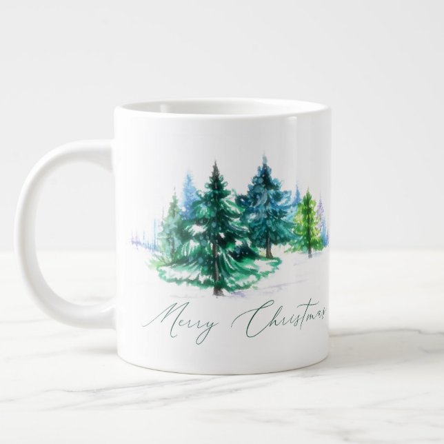 Watercolor trees  large coffee mug (Left)