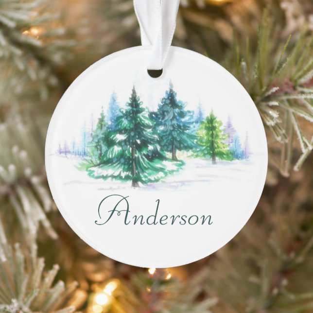 Watercolor trees personalised ornament (Tree)