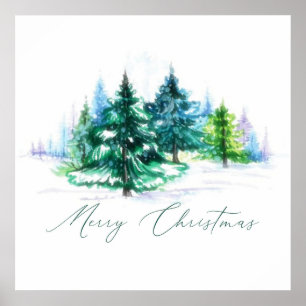 Watercolor trees poster