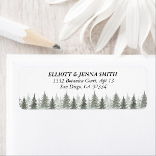 Watercolor Trees Rustic Mountain Return Address Label