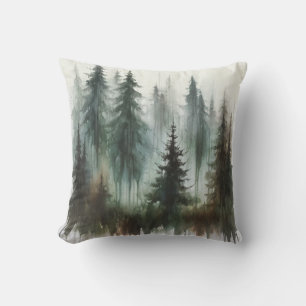 Watercolor Trees Rustic Wilderness Cushion
