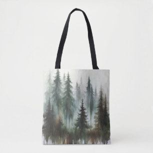 Watercolor Trees Rustic Wilderness Tote Bag