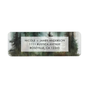 Watercolor Trees Rustic Wilderness Wedding Return Address Label