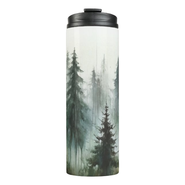 Watercolor Trees Rustic Wilderness Wedding Thermal Tumbler (Front)