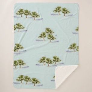 Watercolor Trees Sherpa Blanket