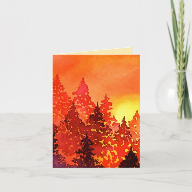 Watercolor Trees Thank You Card (Front)