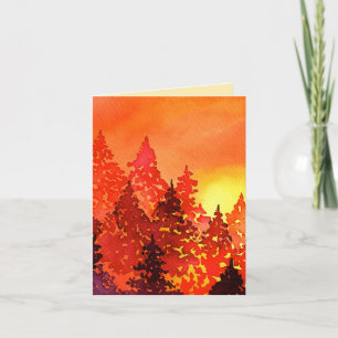 Watercolor Trees Thank You Card