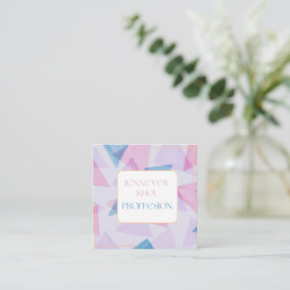 Watercolor Triangle Mauve Grey Pink Cream QR CODE  Square Business Card