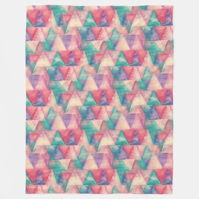 Watercolor Triangle Pattern + your ideas Fleece Blanket (Front)
