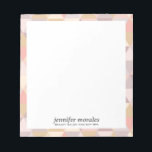 Watercolor Triangle warm palette monogram Notepad<br><div class="desc">Elegant personalised notepad with triangle kaleidoscope themed watercolor border in summer warm palette of pink,  grey,  mauve,  yellow and cream colour,  Perfect  to tuck into gifts or package for online orders, 
Write a personal note for a professional look.</div>