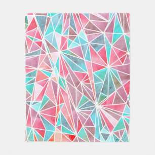 Watercolor triangles, bright summer mosaic. fleece blanket