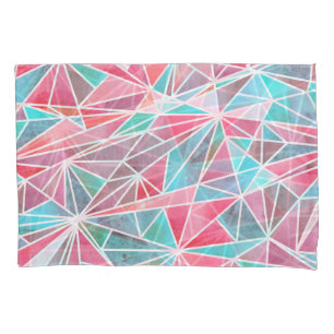 Watercolor triangles, bright summer mosaic. pillowcase