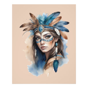 Watercolor Tribal Beauty: Spirit of Bohemian Art Photo Print