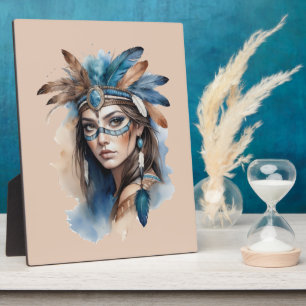 Watercolor Tribal Beauty: Spirit of Bohemian Art Plaque
