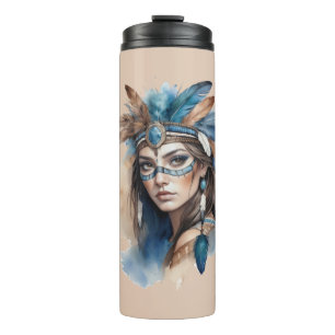 Watercolor Tribal Beauty: Spirit of Bohemian Art Thermal Tumbler