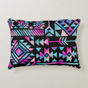 Watercolor tribal motifs, ethnic wallpaper. decorative cushion