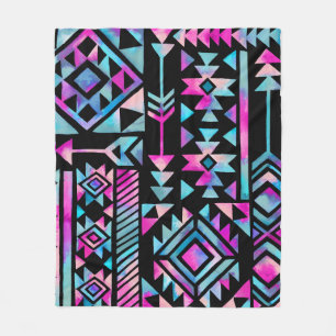 Watercolor tribal motifs, ethnic wallpaper. fleece blanket