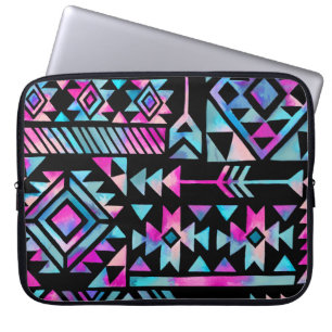 Watercolor tribal motifs, ethnic wallpaper. laptop sleeve