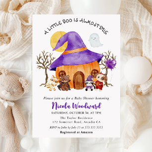 Watercolor Trick or Treat Halloween Baby Shower Invitation
