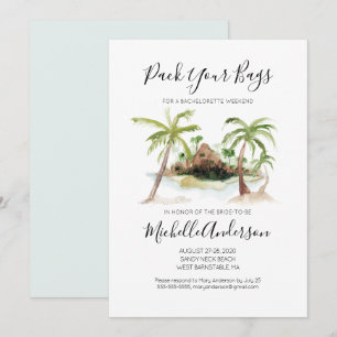 Watercolor Tropic Bachelorette Weekend Invitation