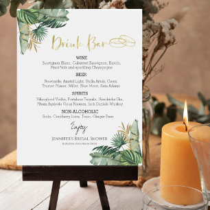 Watercolor Tropical Bachelorette Drinks Menu Sign