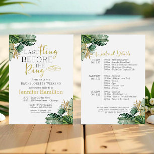 Watercolor Tropical Bachelorette Weekend Itinerary Invitation