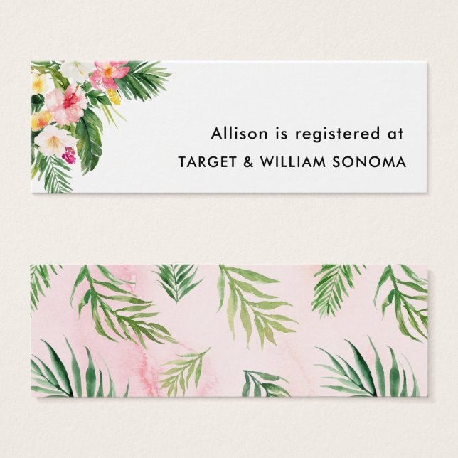 Watercolor Tropical Beach Bridal Registry Card (Front & Back)