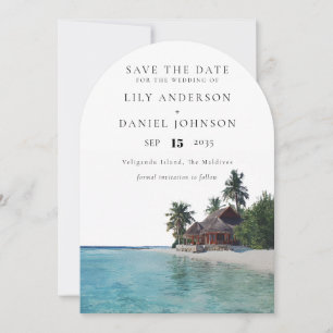 Watercolor Tropical Beach Destination Wedding Arch Save The Date
